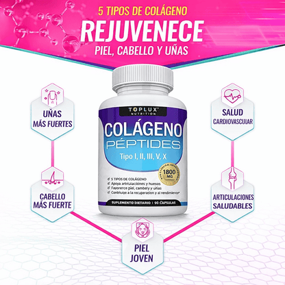 Toplux Multi Colágeno 1800mg 90 Cápsulas Complejo para Piel y Articulaciones