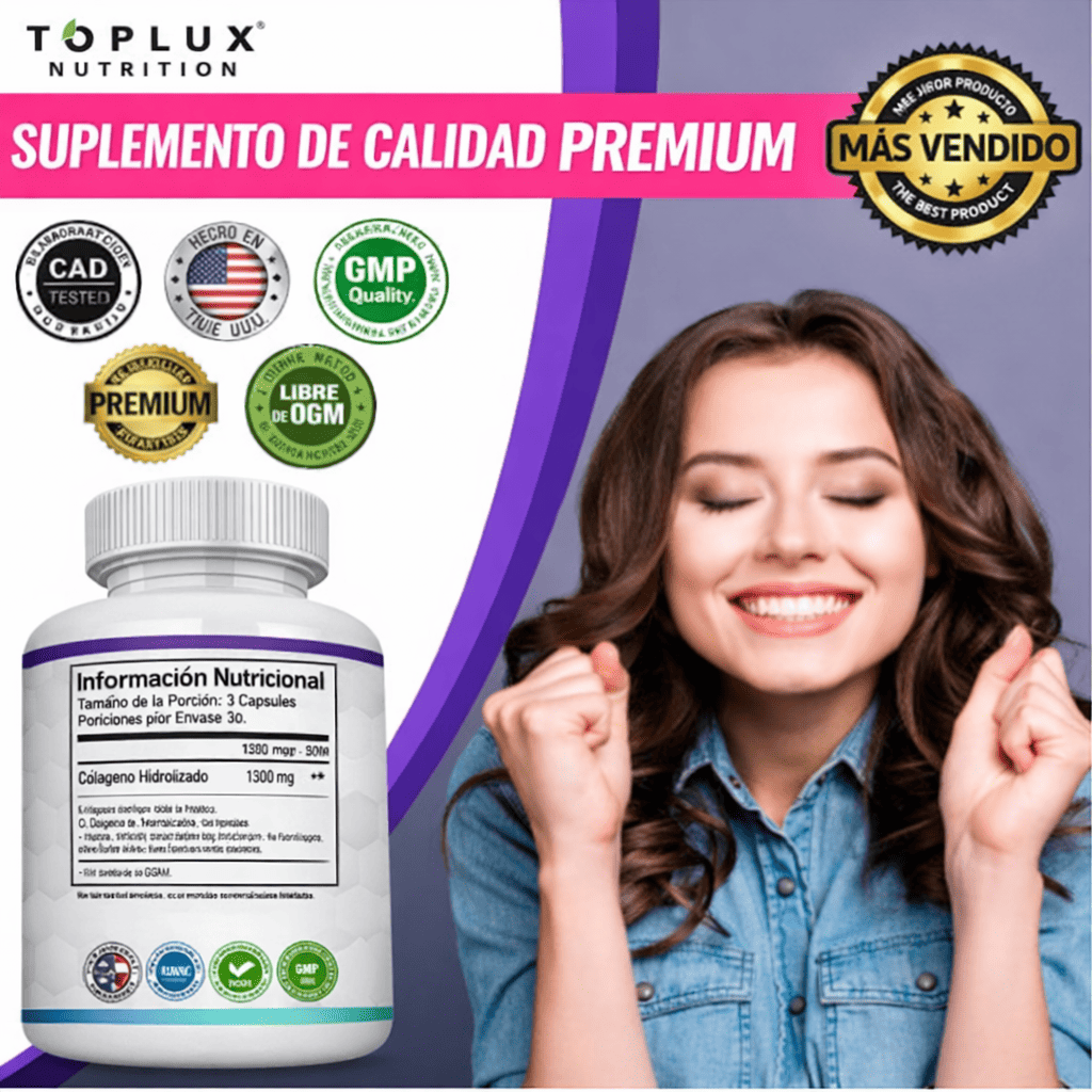 Toplux Multi Colágeno 1800mg 90 Cápsulas Complejo para Piel y Articulaciones