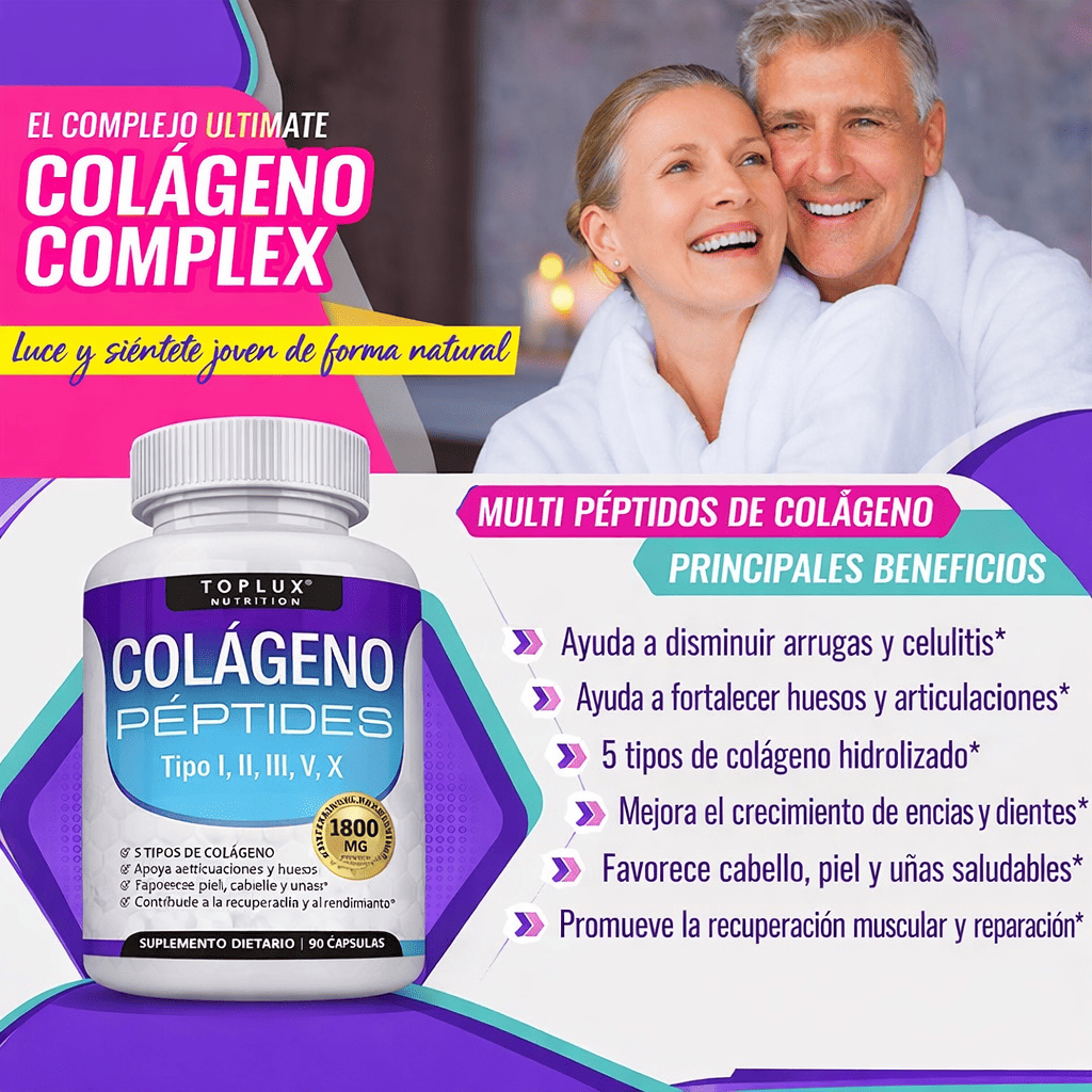 Toplux Multi Colágeno 1800mg 90 Cápsulas Complejo para Piel y Articulaciones